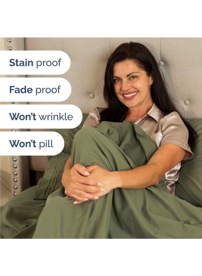 Full Size Sheet Set - 4 Piece Set - Hotel Luxury Bed Sheets - Extra Soft - Deep Pockets - Easy Fit - Breathable & Cooling - Wrinkle Free - Comfy - Sage Green Bed Sheets - Fulls Sheets - 4 PC