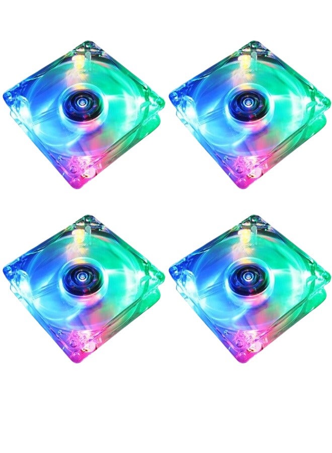 Taimi Pack Of 4 PC Computer CPU Fan 80mm Cooling Fan with Blue Led Light 8cm - Image 1
