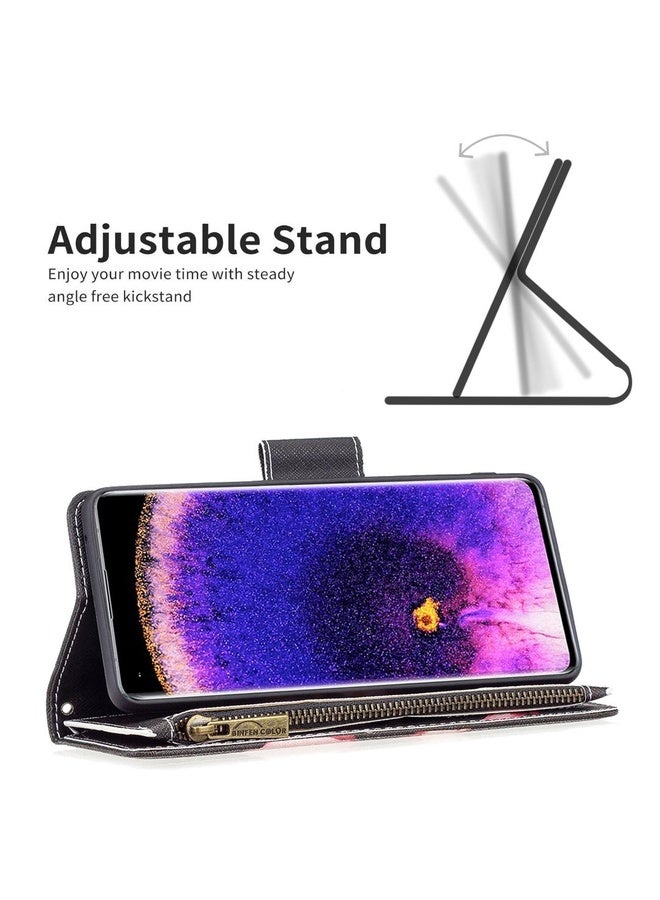 HuHa Case Cover For OPPO Find X5 Colored Drawing Pattern Zipper Leather Phone Case(Lotus)  - Image 3