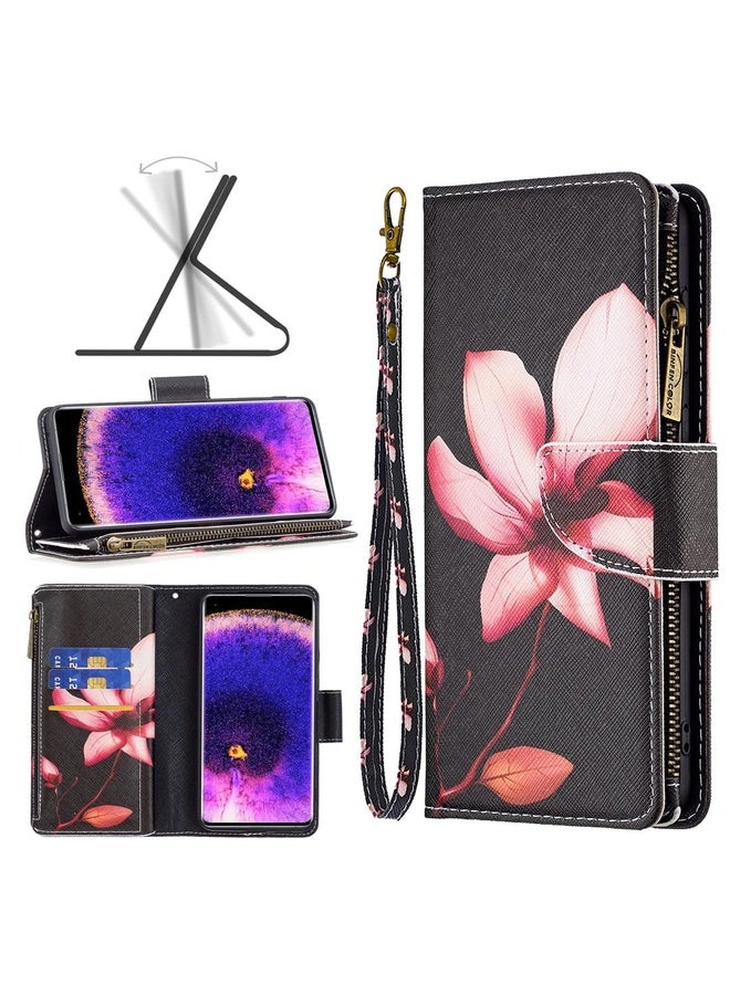 HuHa Case Cover For OPPO Find X5 Colored Drawing Pattern Zipper Leather Phone Case(Lotus)  - Image 1