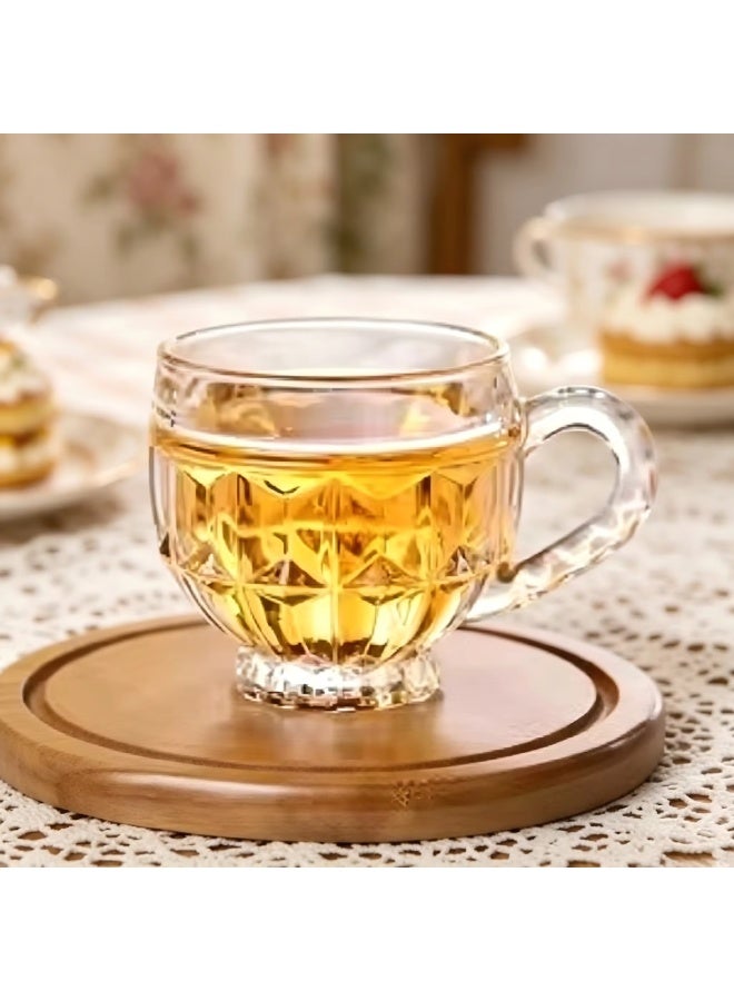 طقم اكواب زجاج كريستال فاخر 6 قطع - مجات للشاى، القهوة، والنسكافيه  بتصميم كلاسيكي  لتقديم المشروبات الساخنة والباردة في المنزل والمكتب - Image 5