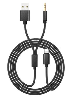 CATANES 2 in 1 Aux and USB Charging Cable Lightning and 3.5mm Audio Headphone Adapter for Apple iOS and Android Nylon Braided Tangle Free Audio Converter and Charge Cable 100cm Black  - Image 4