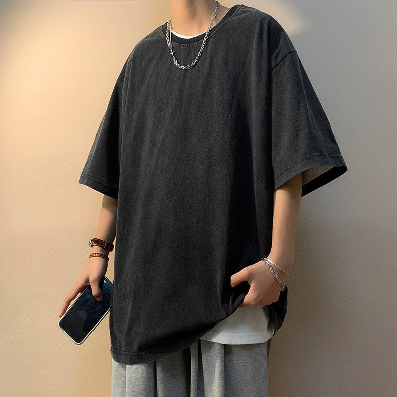 Summer Vintage Short-Sleeved T-Shirt Men'S Round Neck Fashion Brand All-Match Fashion Handsome Japanese Retro Youth Handsome Fashion T-Shirt - Image 3