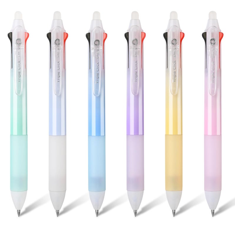 Baytory 6Pcs 3-Color Erasable Pens  Retractable 0.5Mm Fine Point Pen With Eraser  Assorted Colors Quick Drying Erasable Gel Pens  Smooth Writing For Crossword Puzzles - Image 1