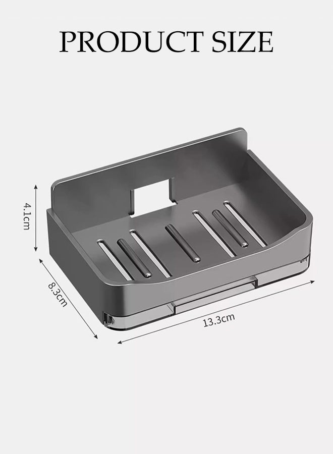 DUNISO حامل صابون، حامل صابون بار ذاتي التصريف، طبق صابون مثبت على الحائط، حامل إسفنجة منزلي، تصميم مزدوج الطبقات، قابل للإزالة والغسل، بدون حفر، للحمام والدش، حوض الاستحمام ومغسلة المطبخ - Image 2