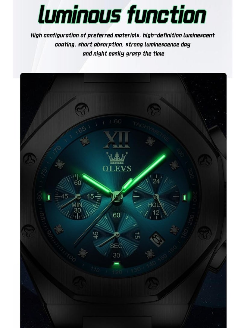 OLEVS Stainless Steel Business Analog Watch Waterproof Luminous Casual Luxury Men's Watch 3626 - Image 5