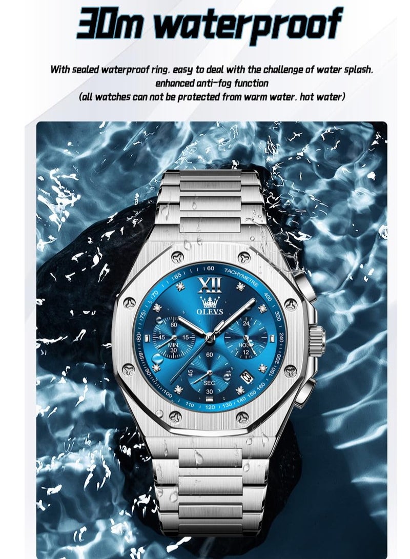 OLEVS Stainless Steel Business Analog Watch Waterproof Luminous Casual Luxury Men's Watch 3626 - Image 4