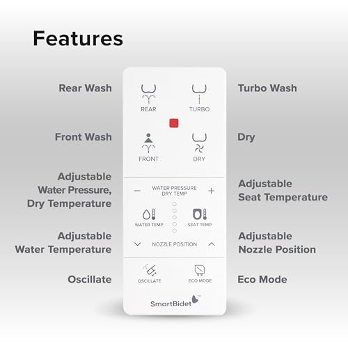 SmartBidet® SB-1000WE Electric Smart Bidet™ Toilet Seat with Heated Seat, Warm Air Dryer, Temperature Control Wash, and Remote Control, Elongated Seat - Image 4