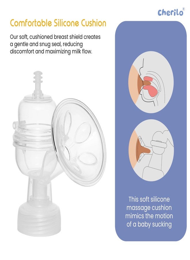 Cherilo Breast Milk Pump Manually, 3 Level Suction Adjustment with Silicone Cushion, 2 Free Breast Pads & 1 Storage Milk Bottle - Image 3