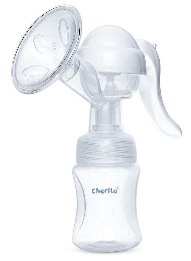 Cherilo Breast Milk Pump Manually, 3 Level Suction Adjustment with Silicone Cushion, 2 Free Breast Pads & 1 Storage Milk Bottle - Image 1