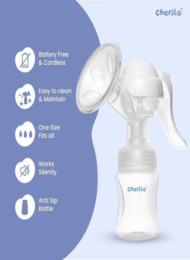 Cherilo Breast Milk Pump Manually, 3 Level Suction Adjustment with Silicone Cushion, 2 Free Breast Pads & 1 Storage Milk Bottle - Image 4
