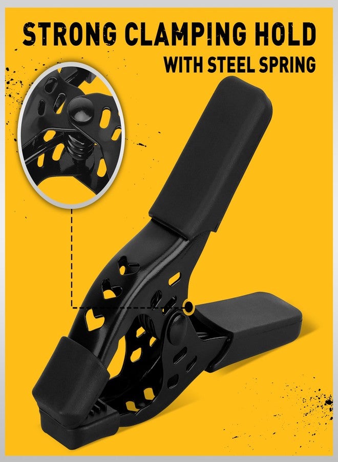 ELEAD مشابك زنبركية مكونة من 6 قطع، مشابك قماش مشمع 4 بوصات، مشابك نجارة شديدة التحمل، مشابك زنبركية، مشابك معدنية، مشابك كبيرة، حامل خلفية لغطاء حمام السباحة، مشبك للصور - Image 5