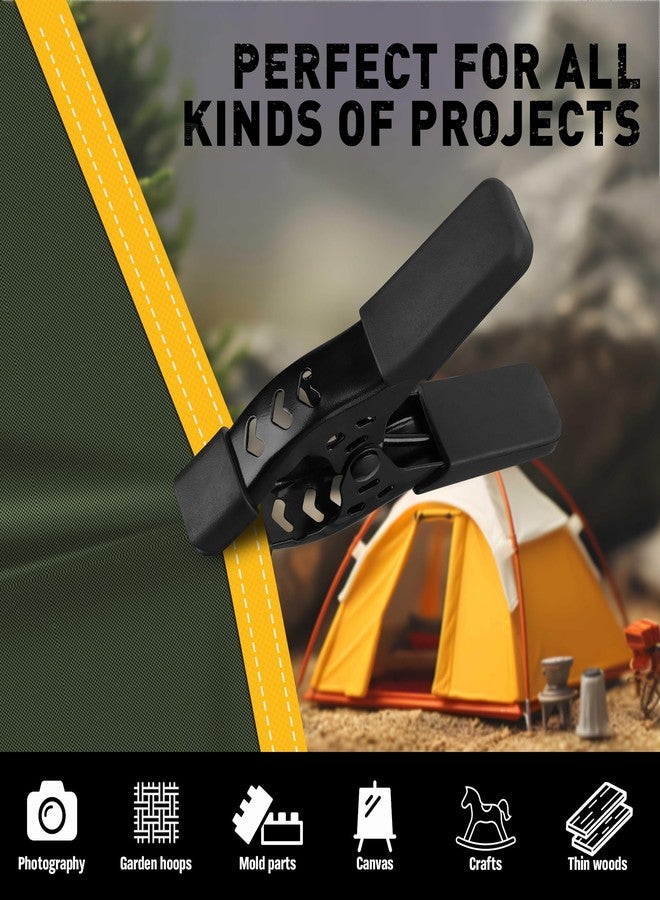 ELEAD مشابك زنبركية مكونة من 6 قطع، مشابك قماش مشمع 4 بوصات، مشابك نجارة شديدة التحمل، مشابك زنبركية، مشابك معدنية، مشابك كبيرة، حامل خلفية لغطاء حمام السباحة، مشبك للصور - Image 4