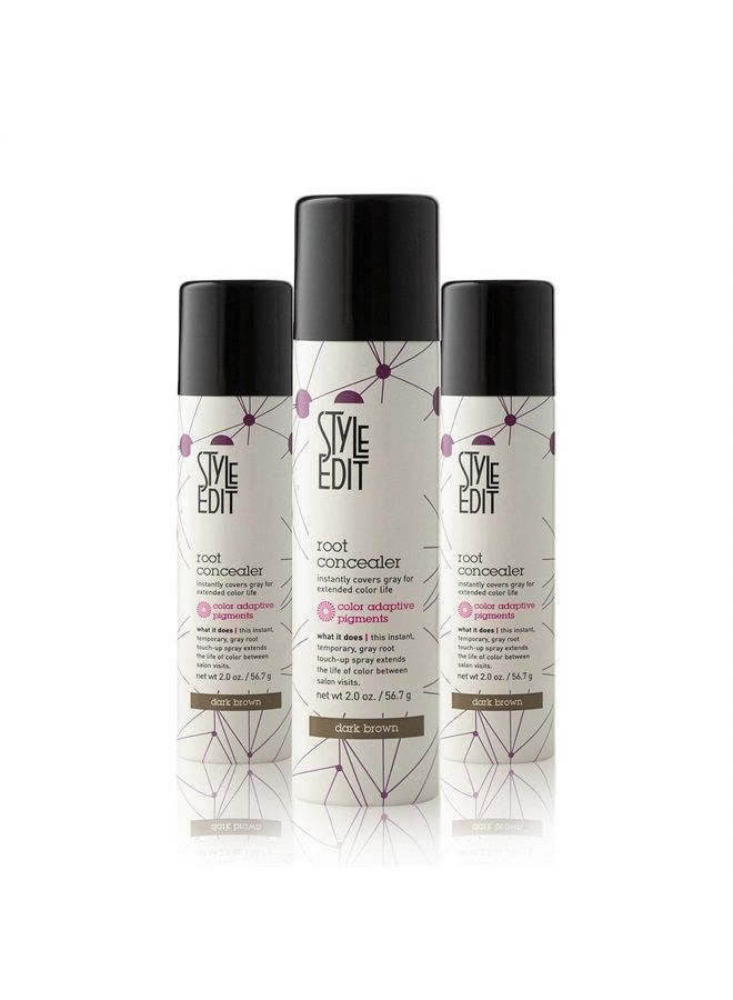 Style Edit Root Concealer Touch Up Spray | Instantly Covers Grey Roots | Professional Salon Quality Cover Up Hair Products for Women |Dark Brown 2 Ounce (Pack of 3) - Image 1