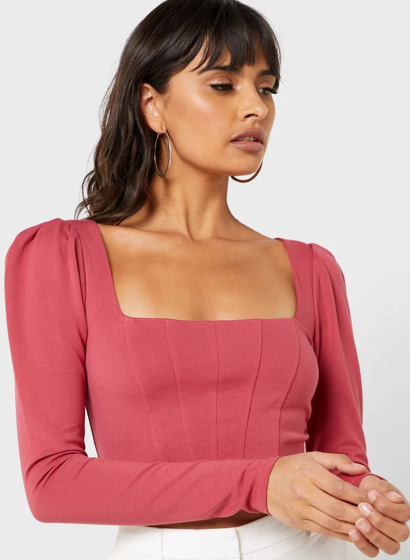 FOREVER 21 Square Neck Cropped Top