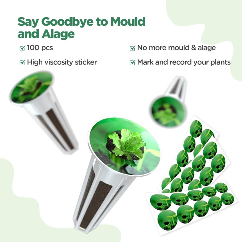 LETPOT 200 Pcs Seed Pod Kits, Replacement Root Growth Sponges Seed Pods, Seed Starter Sponges Kit for Hydroponic Indoor Garden System with 100 Sponges, 100 Stickers - Image 4