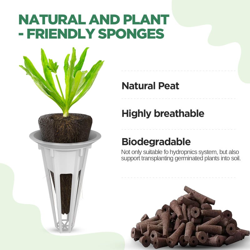 LETPOT 200 Pcs Seed Pod Kits, Replacement Root Growth Sponges Seed Pods, Seed Starter Sponges Kit for Hydroponic Indoor Garden System with 100 Sponges, 100 Stickers - Image 2