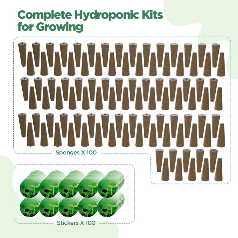 LETPOT 200 Pcs Seed Pod Kits, Replacement Root Growth Sponges Seed Pods, Seed Starter Sponges Kit for Hydroponic Indoor Garden System with 100 Sponges, 100 Stickers - Image 1