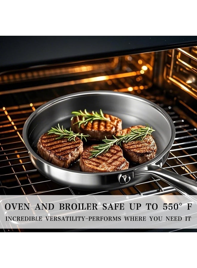 طقم أواني مطبخ ستانلس ستيل - طقم قدور ومقالي ثلاثي الطبقات من الستانلس ستيل مع سلة تبخير، أواني طبخ غير سامة مناسبة للحث المغناطيسي، طقم أواني مطبخ خالية من PFOA و PTFE، آمنة للغسالة والفرن - Image 3