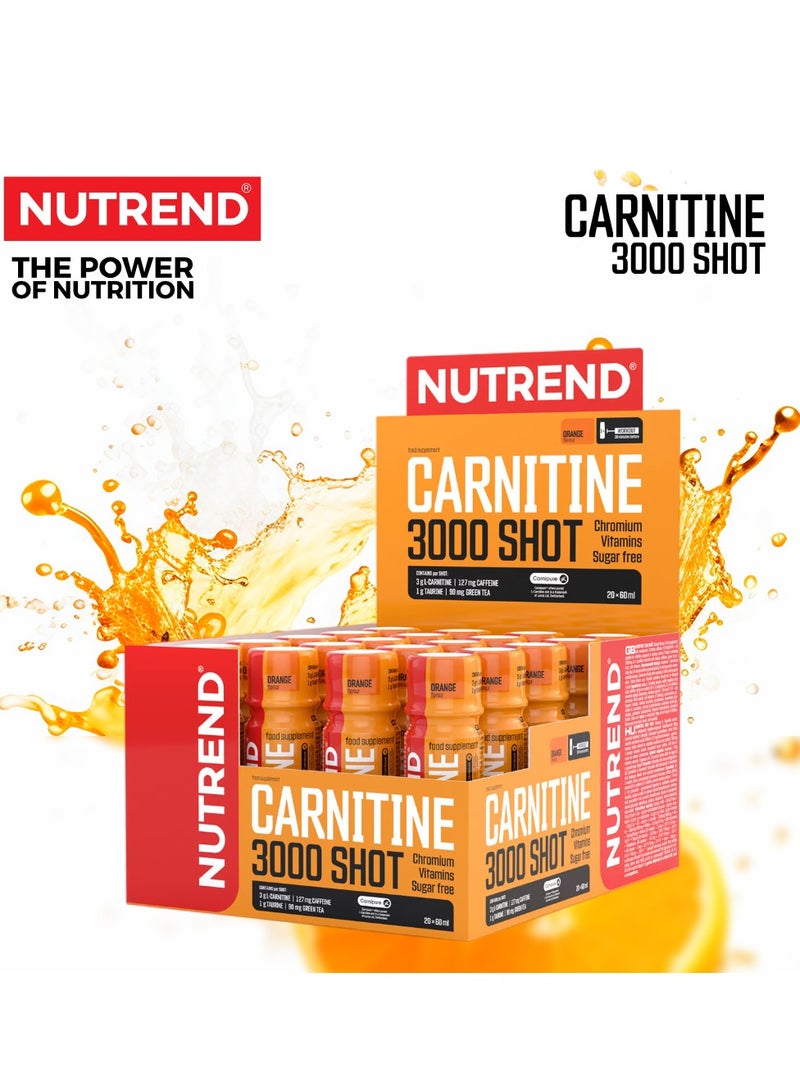 NUTREND Carnitine 3000 Shot, 20 x 60 ml, Orange Flavor  - Image 3