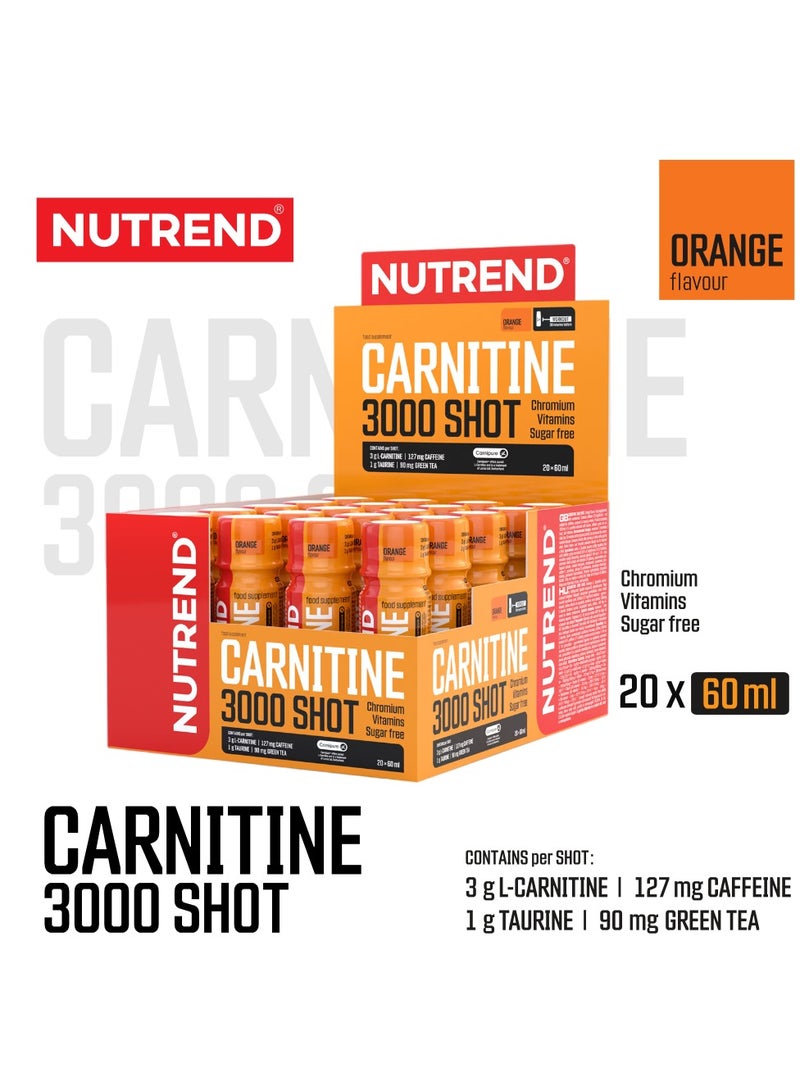 NUTREND Carnitine 3000 Shot, 20 x 60 ml, Orange Flavor  - Image 2