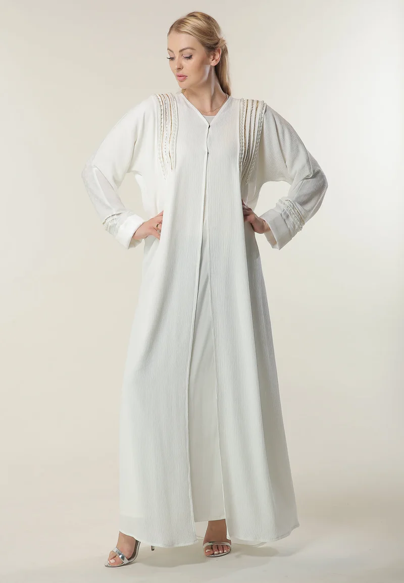 Moistreet Embroidered Colorblock Abaya