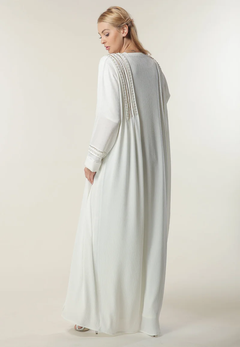 Moistreet Embroidered Colorblock Abaya