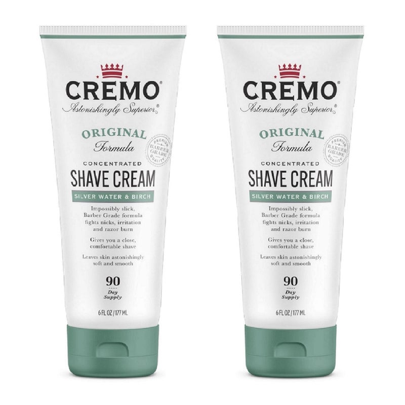 Cremo Barber Grade Silver Water  Birch Shave Cream Astonishingly Superior UltraSlick Shaving Cream Fights Nicks Cuts And Razor Burn 6 Fl Oz Pack of 2