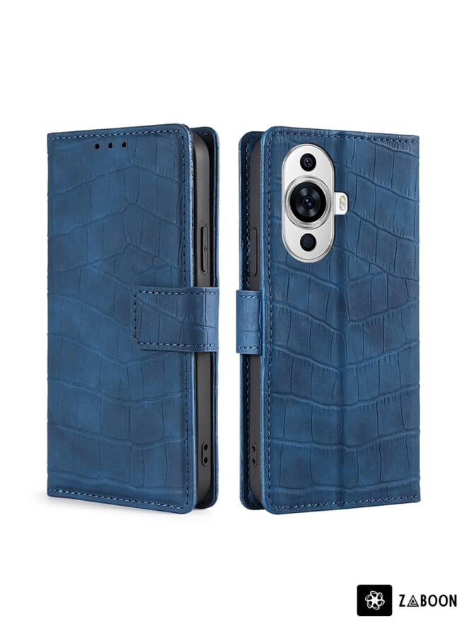 Zaboon Protective Case For Huawei nova 11 4G Skin Feel Crocodile Magnetic Clasp Leather - Image 1