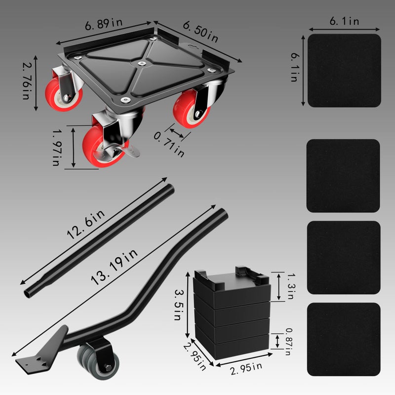 MYUEA Furniture Dolly,Furniture Movers with 5 Wheels,Carbon Steel Panel Heavy Duty Dolly,Maximum Load 3474LBS,Furniture Lifter with 5 360Â° Rotatable Rubber Universal Wheels(Black,6.89x6.9 in) - Image 4