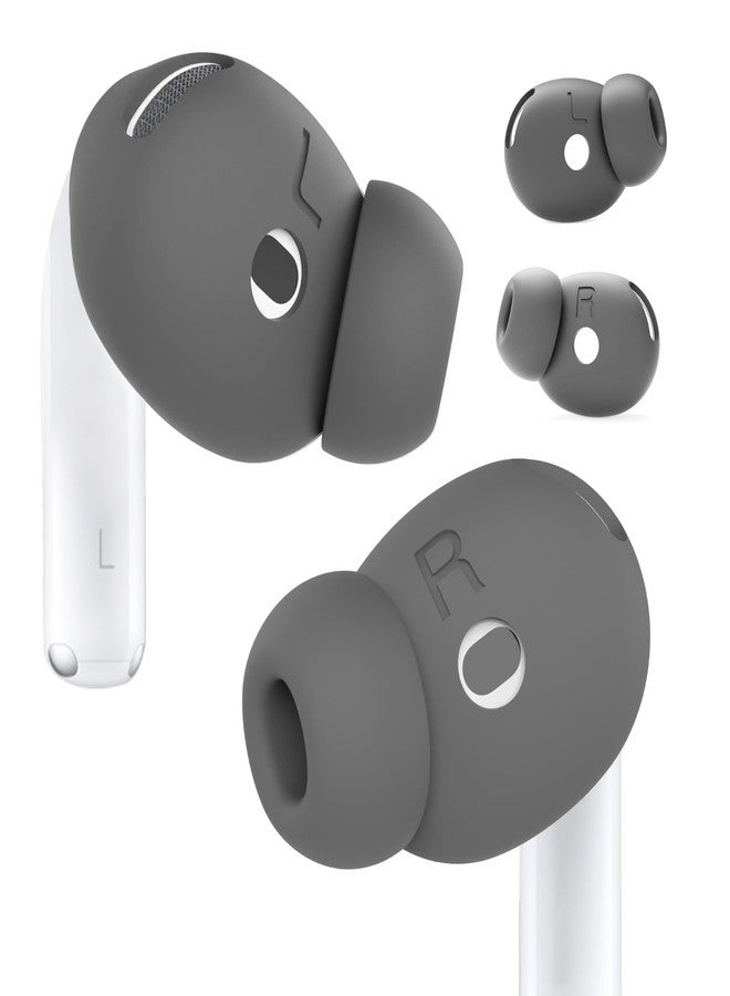 DamonLight 2 Pairs Ear Tips for AirPods 4 Grip Silicone Earbuds Cover [Added Storage Pouch][US Patent Registered] Compatible with Apple AirPods 4th Generation (Grey) - Image 1