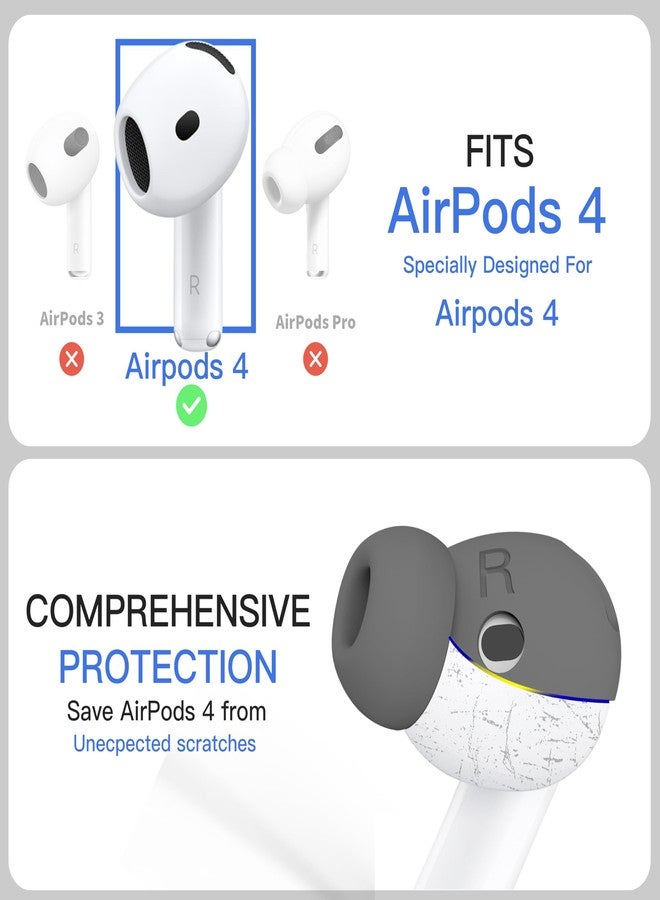 DamonLight 2 Pairs Ear Tips for AirPods 4 Grip Silicone Earbuds Cover [Added Storage Pouch][US Patent Registered] Compatible with Apple AirPods 4th Generation (Grey) - Image 3
