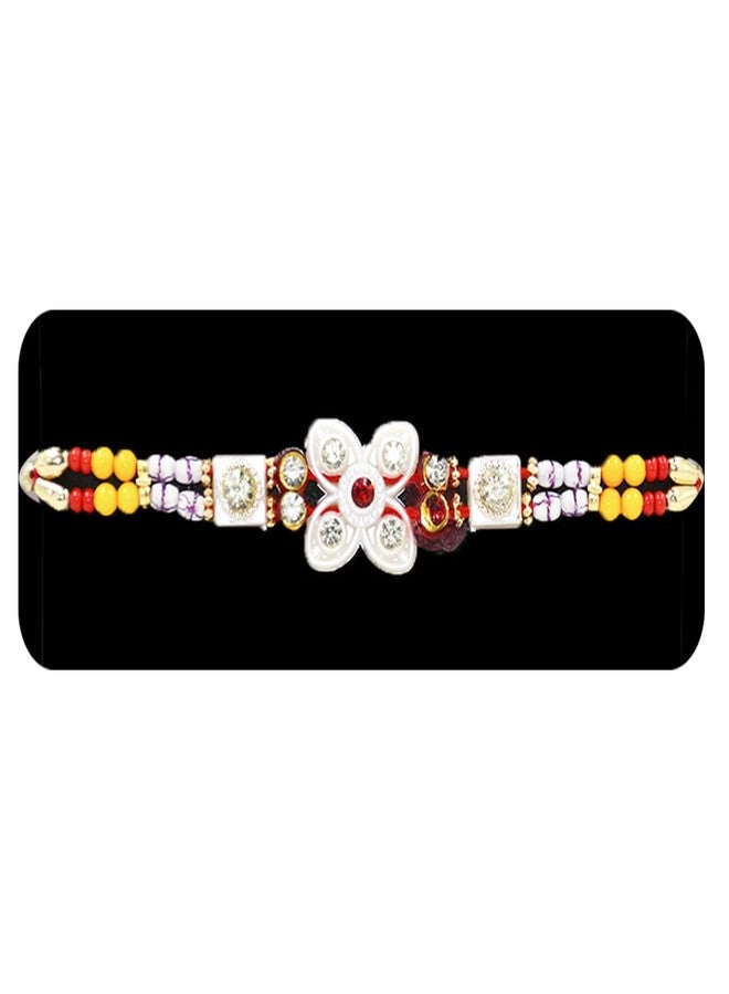 Natali Traders Rakhi for Bhai Bhabhi and Kid Combo with Roli Chawal Chopra - Flower Rakhee for Brother - Lumba Rakhee for Bhabhi - Family Rakhi Set of 3 - Image 4