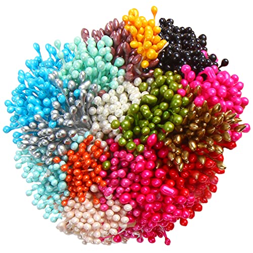 DECORA 16 Colors 1360 Pieces Mixed 3mm Pearl Flower Stamens for Decoration (Classic) - Image 1