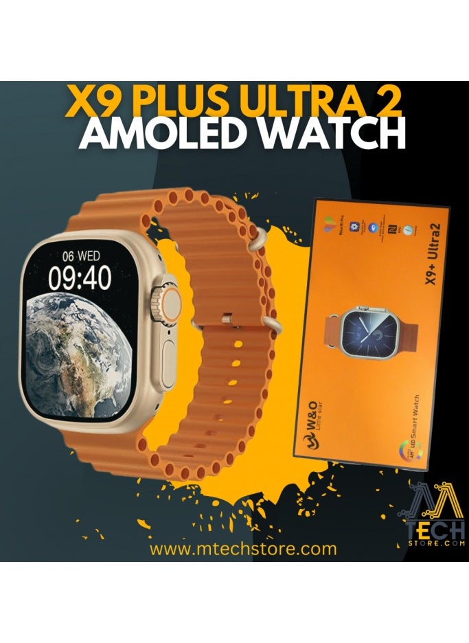 W&O - X9+ ULTRA 2 Series 9 SUPER AMOLED Display Open AI Chat GPT GPS NFC Bluetooth V5 Call Wireless Charger Gold - Image 1