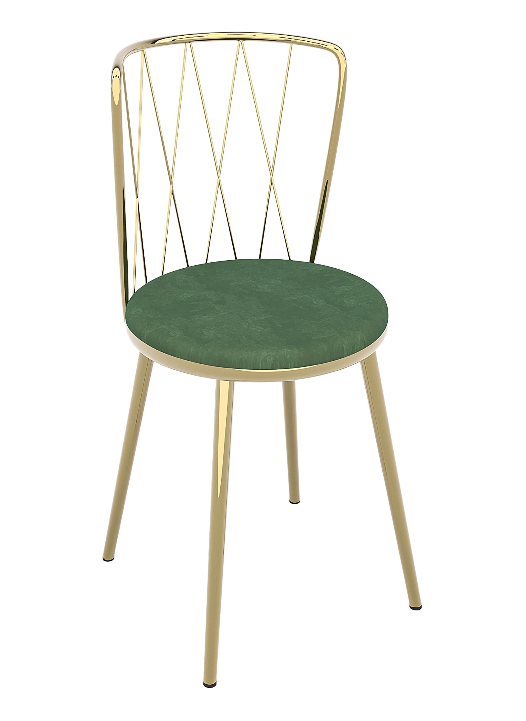 DANTA HOME Dressing Chair With Comfortable Velvet Seat And Metal Frame For Dressing Table, Makeup Table, Study, Or For Cafes And Restaurants - Green/Gold 