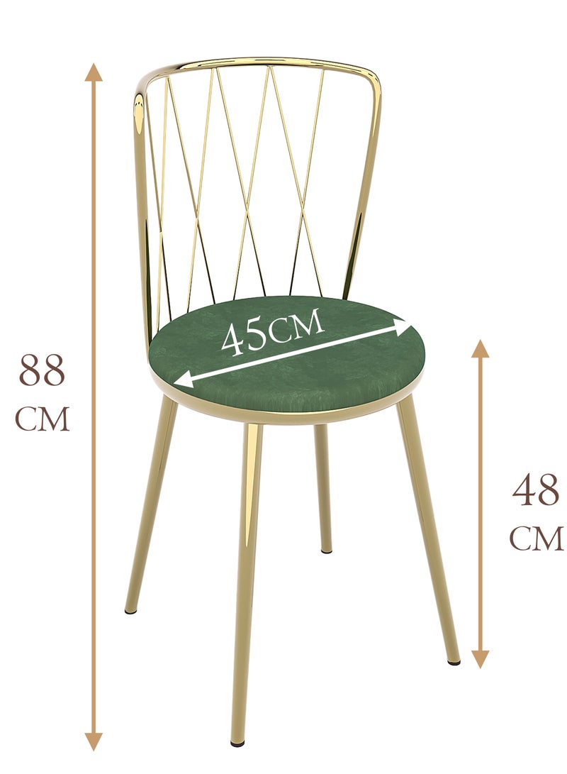 DANTA HOME Dressing Chair With Comfortable Velvet Seat And Metal Frame For Dressing Table, Makeup Table, Study, Or For Cafes And Restaurants - Green/Gold  - Image 4