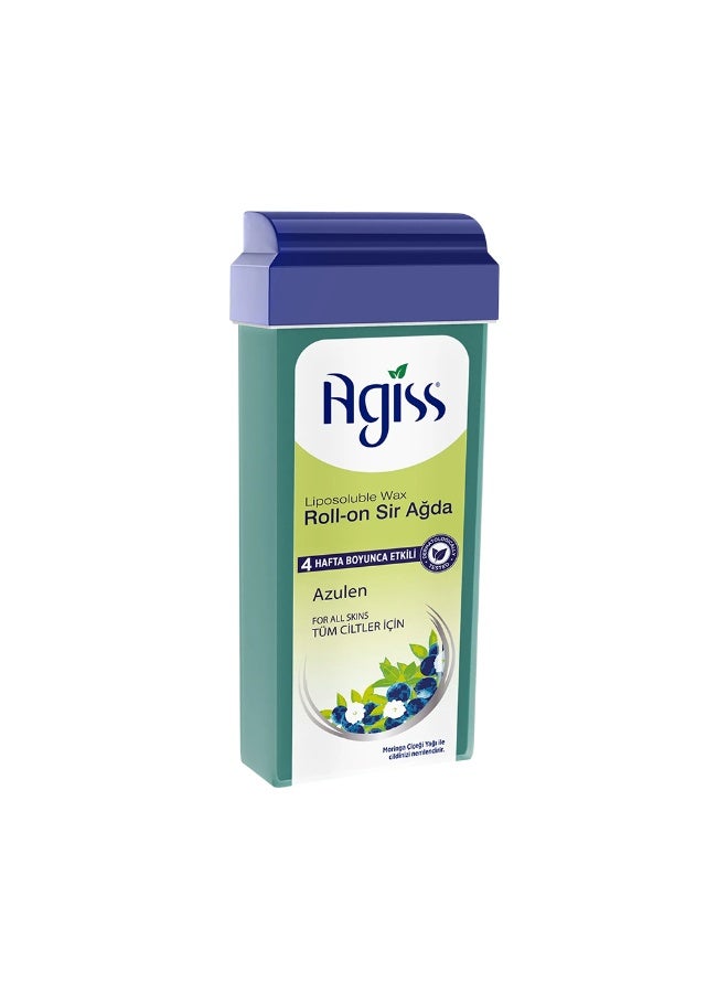 Agiss Liposoluble Roll-on Wax - Azulen with Moringa Oil (100ml) | Professional Sir Ağda for All Skin Types | 4-Week Smoothness, Sugar-Free & Natural Resin | For Arms, Legs & Full Body - Image 1