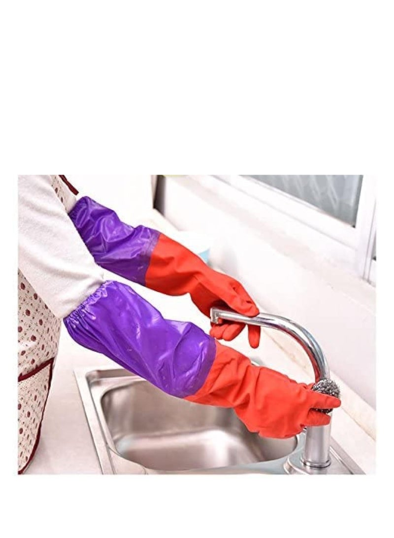 Waterproof Long Sleeve Latex Gloves, Rubber Cleaning Dishwashing Gloves, Extra Long Cuff Latex Free, Waterproof Reusable, Acid, Alkali and Oil Protection, For Indoor and Outdoor Kitchen Cleaning - Image 4