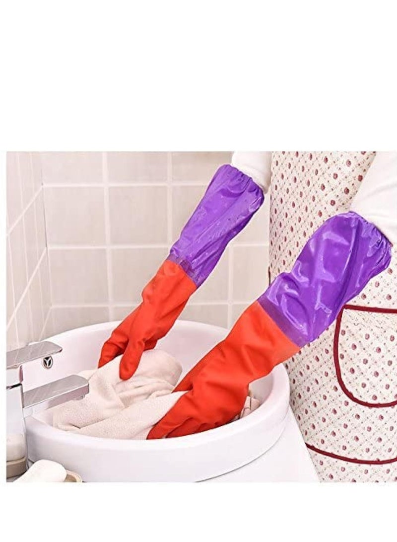 Waterproof Long Sleeve Latex Gloves, Rubber Cleaning Dishwashing Gloves, Extra Long Cuff Latex Free, Waterproof Reusable, Acid, Alkali and Oil Protection, For Indoor and Outdoor Kitchen Cleaning - Image 5