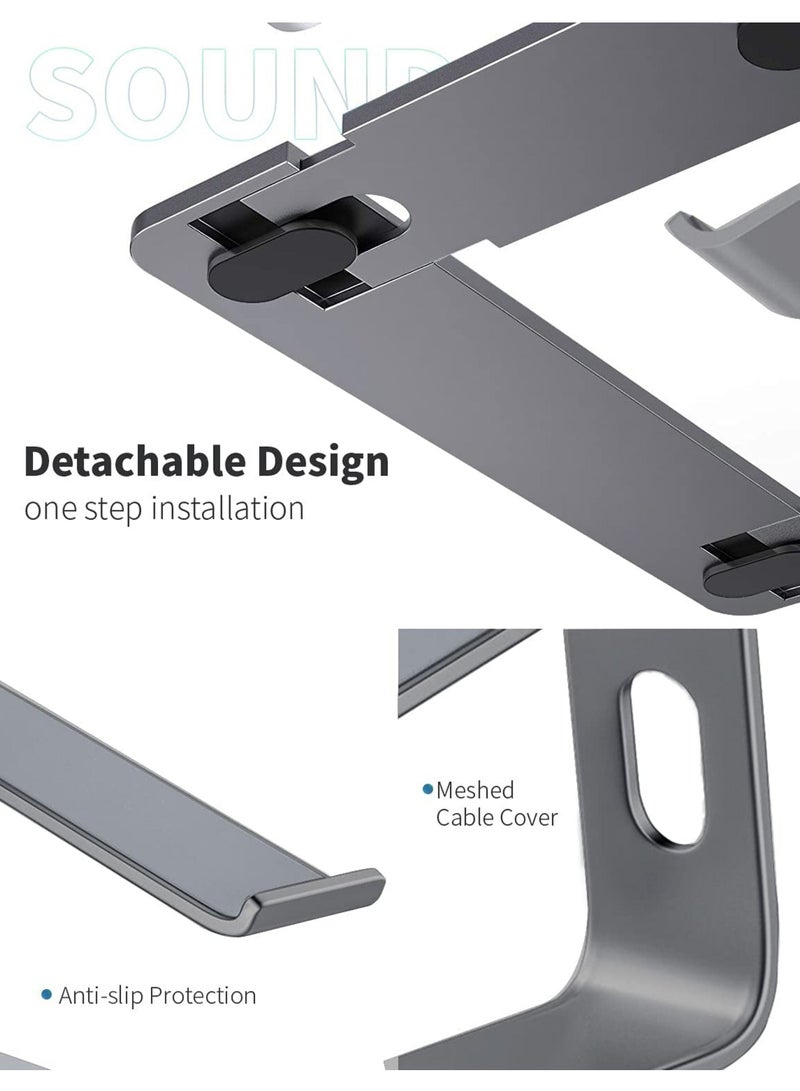 روك بو كمبيوتر محمول حامل الألومنيوم رفع الكمبيوتر المحمول حامل معدني مريح رفع الجدول ، متوافق مع 10 إلى 15.6 بوصة كمبيوتر محمول - Image 5