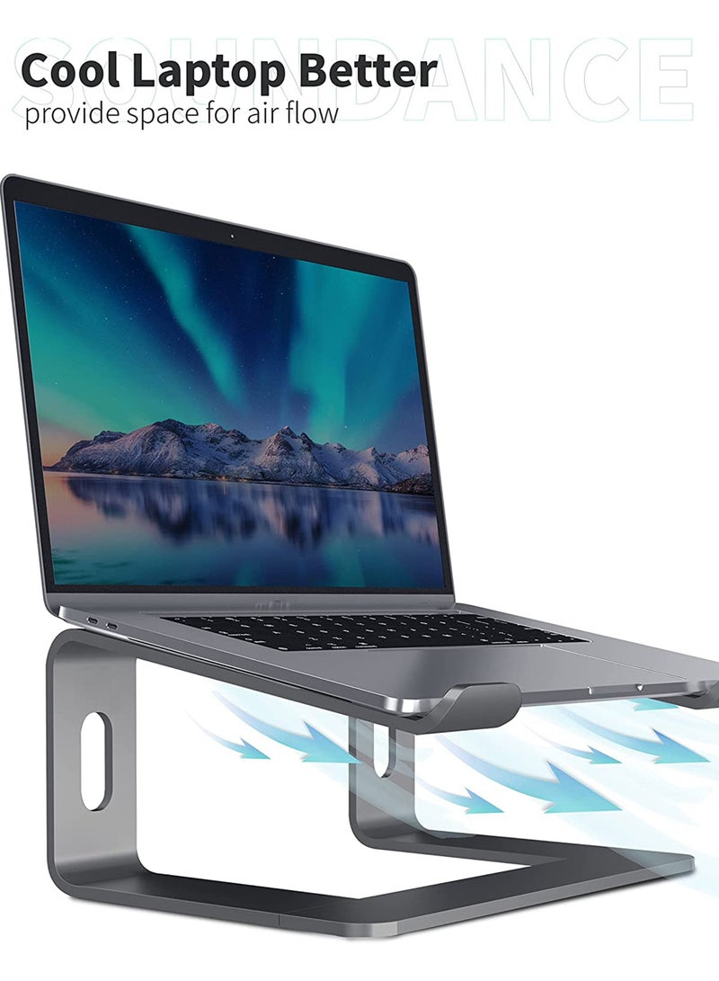 روك بو كمبيوتر محمول حامل الألومنيوم رفع الكمبيوتر المحمول حامل معدني مريح رفع الجدول ، متوافق مع 10 إلى 15.6 بوصة كمبيوتر محمول - Image 4