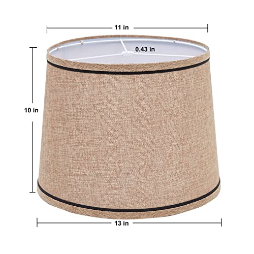 Luvkczc Brown Lampshades Set of 2, Medium Fabric Table & Floor Lamps, 13" Top x 11" Bottom x 10" High (Spider Fitter), Hand Crafted Replacement, Lamp Shade Harp Holder Included - Image 2