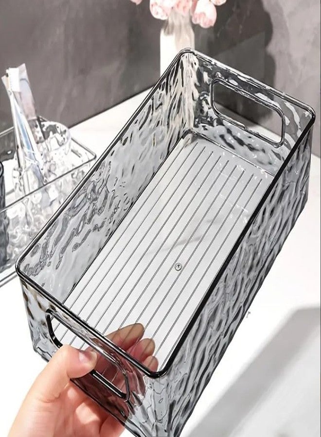 HOMENITY®- 2pc Transparent Corrugated Plastic Storage Basket, Unscented Cosmetic Storage Box, Stackable Vanity Shelf, Light Beige Care and Snack Rack, Bathroom Accessories - Image 5