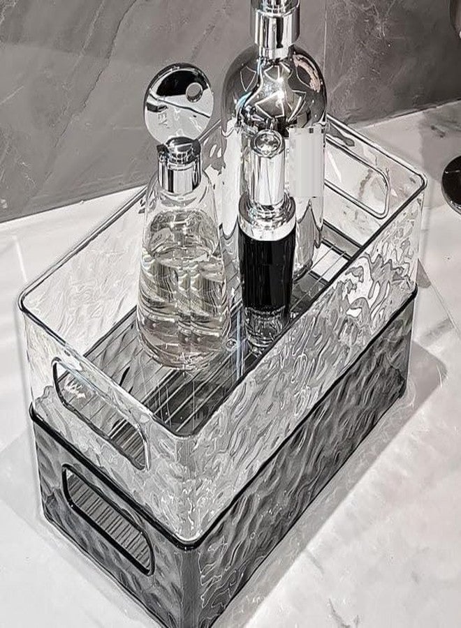 HOMENITY®- 2pc Transparent Corrugated Plastic Storage Basket, Unscented Cosmetic Storage Box, Stackable Vanity Shelf, Light Beige Care and Snack Rack, Bathroom Accessories - Image 3