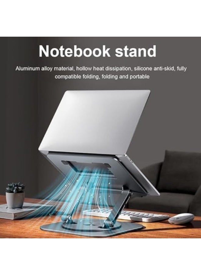 Metal Folding Laptop Stand V3.1 With Efficient Heat Dissipation, Free Lifting And 360 Swivel Compatible With Various Of Laptops (Silver) - Image 3