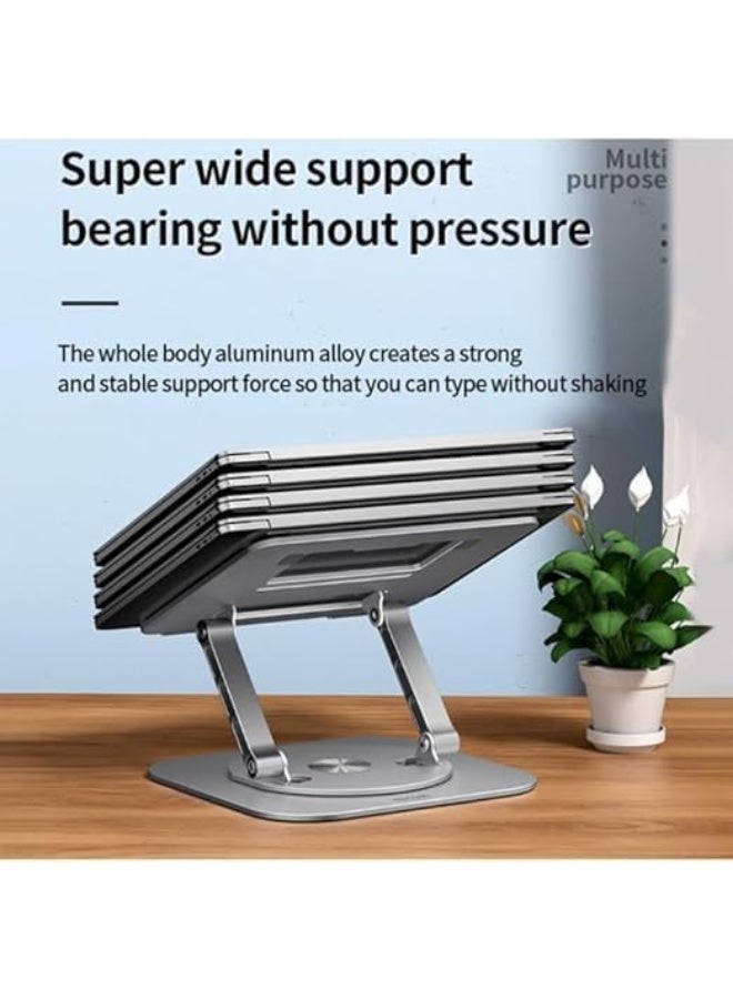 Metal Folding Laptop Stand V3.1 With Efficient Heat Dissipation, Free Lifting And 360 Swivel Compatible With Various Of Laptops (Silver) - Image 4