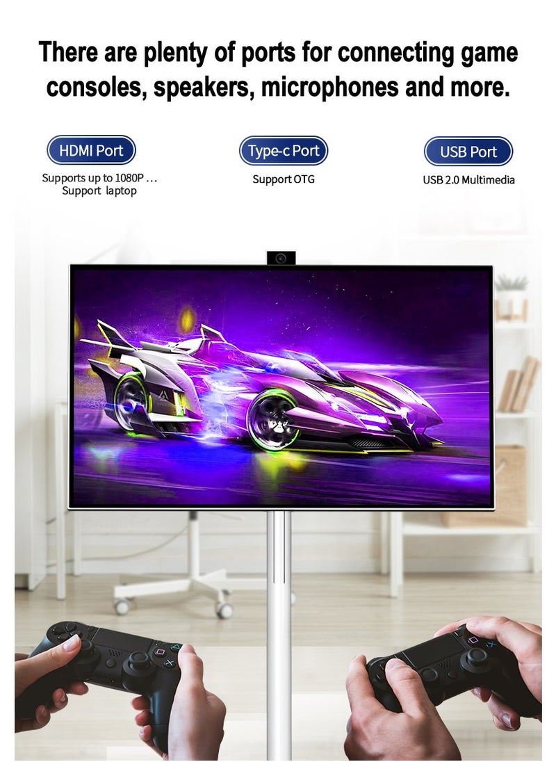 FlashHawk - 27 Inch Portable TV with Adjustable Floor Touch Screen Smart TV | 6G RAM+128G Storage | Build-in Camera, 9000aMh Battery 10H Video Play Time - Image 1