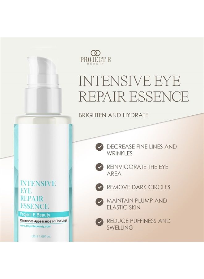 Project E Beauty Intensive Eye Repair Essence | Natural Organic Skin Care Facial Anti Aging Puffiness Dark Circles Wrinkles Fine Lines Removal Treatment 50ml 1.7oz - Image 2
