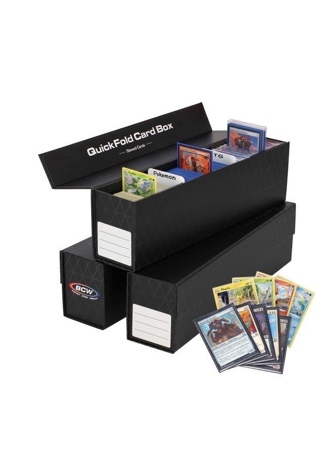 BCW QuickFold Card Storage Box for Sleeved Cards - 3 Pack - Not for Toploaders - Magnetic Closure - Holds 500-1200 Sleeved or Unsleeved Cards - MTG Card Storage - Image 1